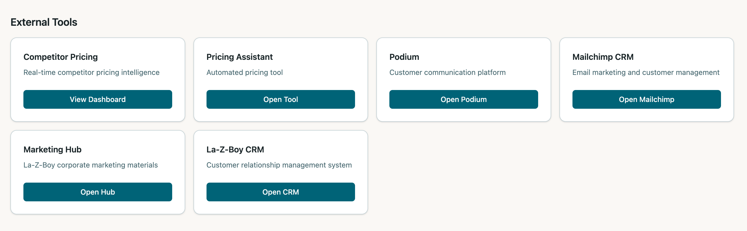 Connected external tools in the portal